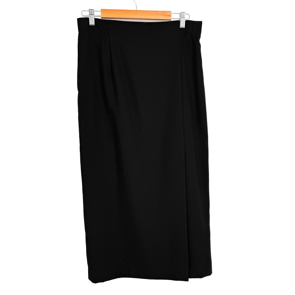 Veleno Sportswear New York Black Midi Pencil Skirt Front Slit Made in USA Sz M